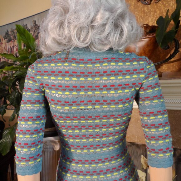 M Missoni Light Blue Multi Color Fit & Flair Knit Dress Size XS - Picture 14 of 16